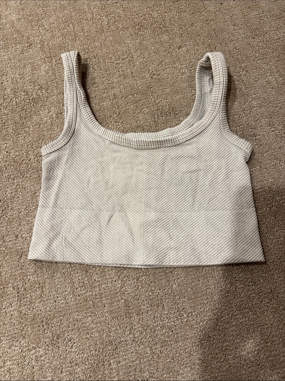 Nikibiki Ribbed Scoop Crop Tank - Cream
